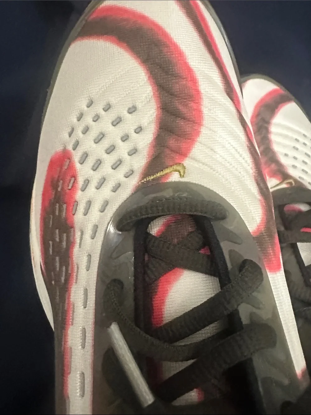 Nike White Sneakers with Red and Black Accents